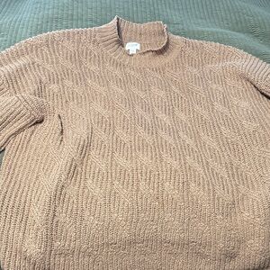 J. Crew Cable Knit Turtleneck Sweater in Tan